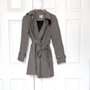Striped Black and White Women's Coat